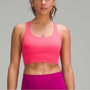 Lululemon longline energy bra - lipgloss pink, size 8